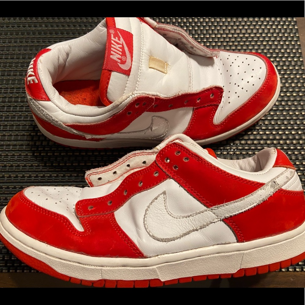 Red and white Nike air forces